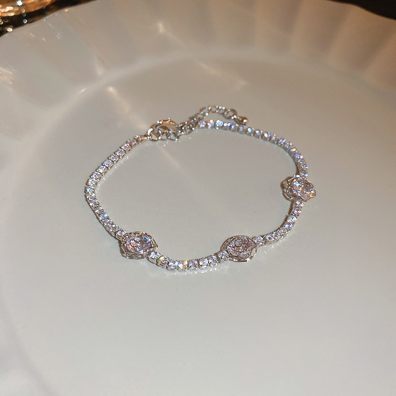 Light Luxury Zircon Flower Hollow Unique Design Pastoral Style Bracelet Niche Temperament Simple Jewelry Wholesale for Women - view 7