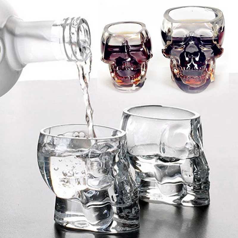Skull Head Designed Clear Glass Cup Beer Cocktail Red Wine Cups Heat Resistant Tea Coffee Mugs Bar Whiskey Drinkware For Gift C251126