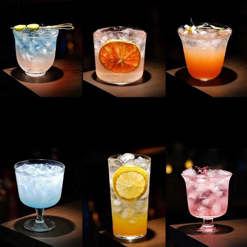 Style Thin Glasses Cup Juice Glasses Creative Cocktail Glass Cups Highball Cup Vertical Pattern Simple Short Cups Bar Party C251126