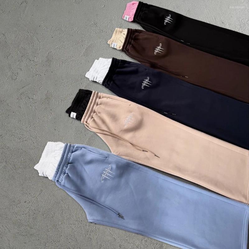 Men's Pants Casual Double Waist Head Fake Two Pieces Loose Straight Pant Hip-hop Fashion Street Sport Couple Embroidery Pattern Jogging Men'