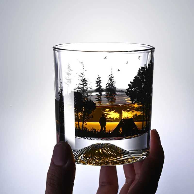 300ml Creative Silhouette Wine Glass Cup Iceberg Cup Snow Mountain Cup Thick Bottom Rock Cup Christmas Whiskey Cup Wedding Gifts C251126