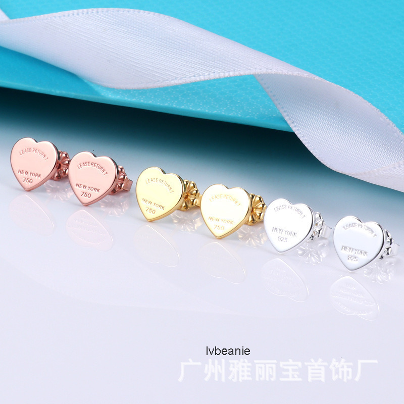 designer charm luxury jewelry for men women gold silver woman 925 sterling t brand heart earrings 18k real plated cnc steel engr tiffamy and co tiffanyx tiffanies L975