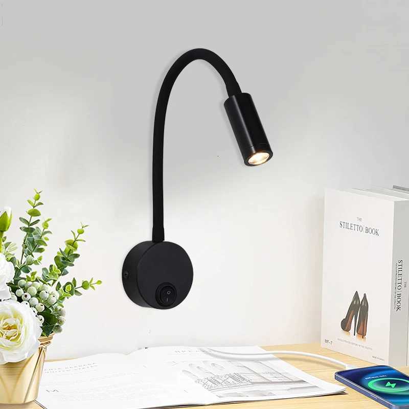 LED 3W Gooseneck Reading Wall lamp Flexible Adjustable With switch Work Study Wall Mounted 85-265V Bedroom Bedside Night light M251126