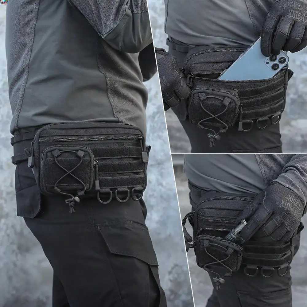 EDC Tactical Waist Bag Outdoor Sports MOLLE Waist Pack Durable Portable Multi Pocket Hunting Bags Mens Waist BagT251126