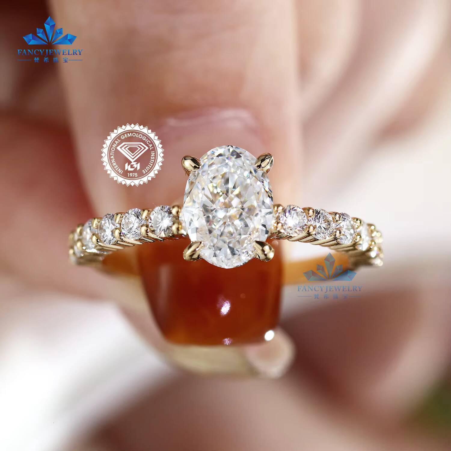 VS1 DEF Color IGI Certificated Lab Grown Diamond 1 2 3 CT Oval Cut Ring Engagement Ring 18K 14K Gold Gift for Women