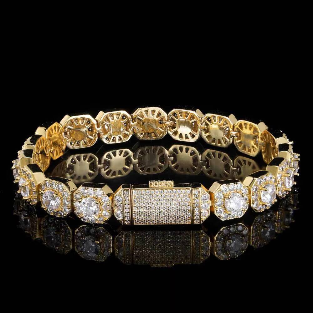 European American Cross-Border Trendy Personality Hip-Hop Zircon Bracelet Fashion Chain Link Jewelry for Men Wholesale
