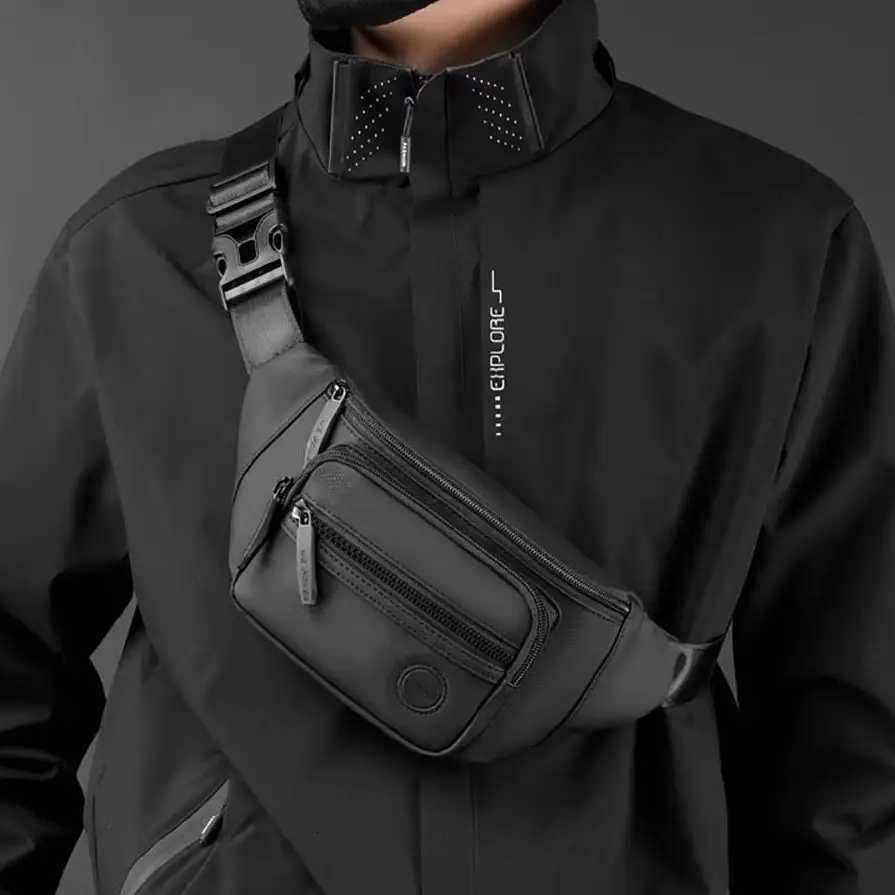Men Waist Belt Bag Fanny Pack Multi-pocket Motorcycle Rider Outdoor Sports Climb Casual Nylon Male Sling Chest Bum Hip BagsT251126