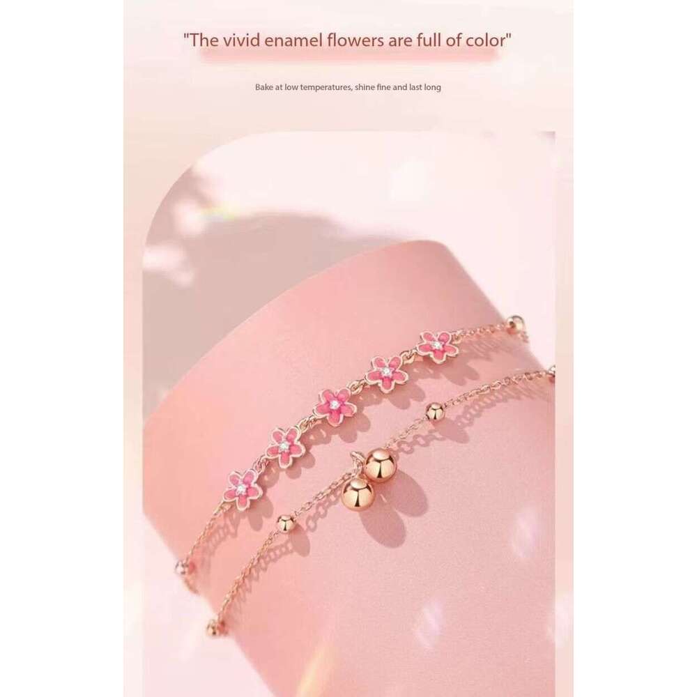 Designer 2025 Peach Blossom Bell Anklet for Women, Adjustable Double-Layer Chinese Style Foot Chain, Valentine's Gift/Birthday Present