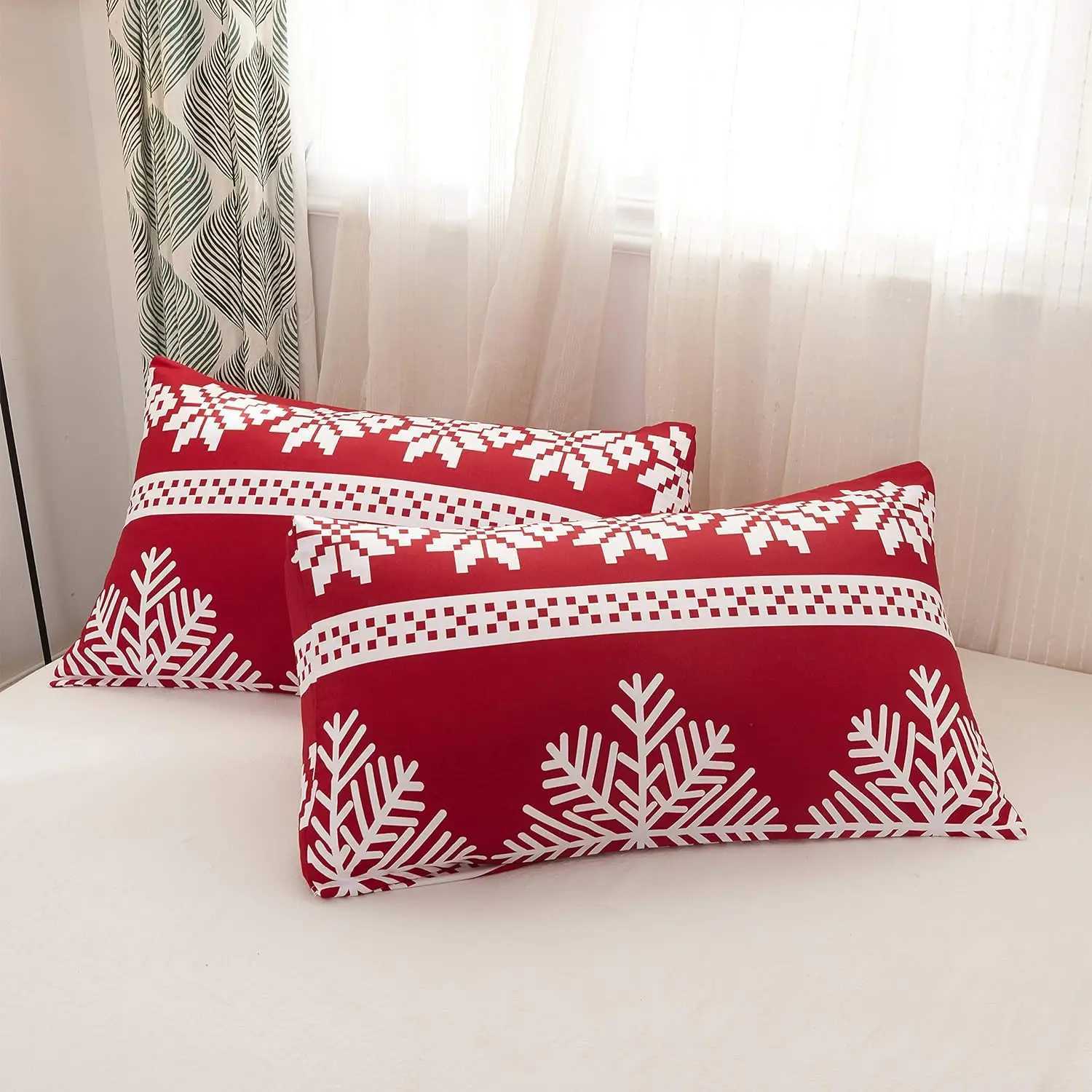 Christmas Christmas Duvet Cover Set Queen Size Bedding Set Snowflake Red Bedding Set Luxury Holiday Merry Christmas for Bedroom Decoration Y251126