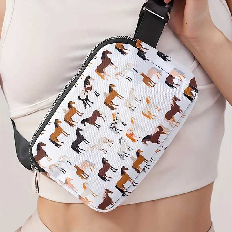 1pc horse print fashion adjustable crossbody bag neutral sports waist bag suitable for runningT251126