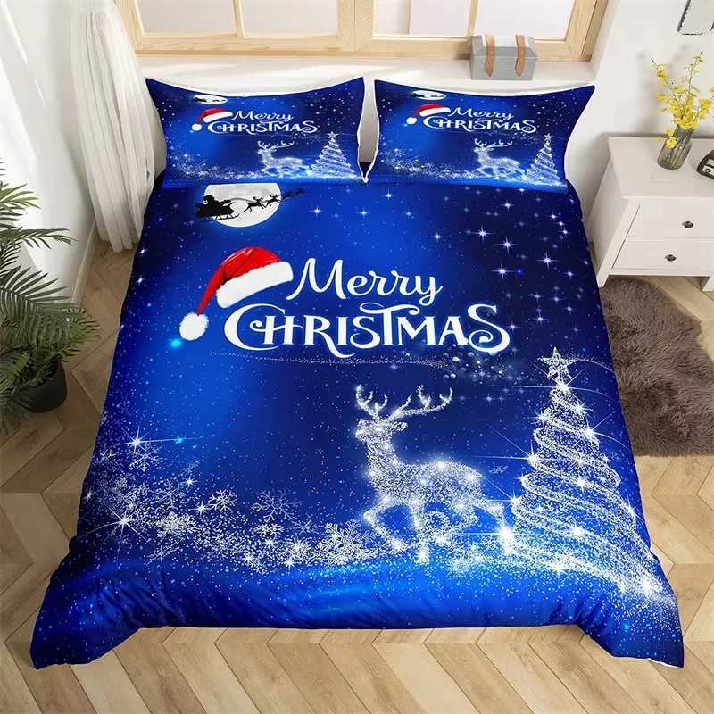 Christmas Christmas Tree Duvet Cover Set Christmas Theme Bedding Set Cartoon Deer Snowman Comforter Cover King Queen For Girls Teens Room Y251126