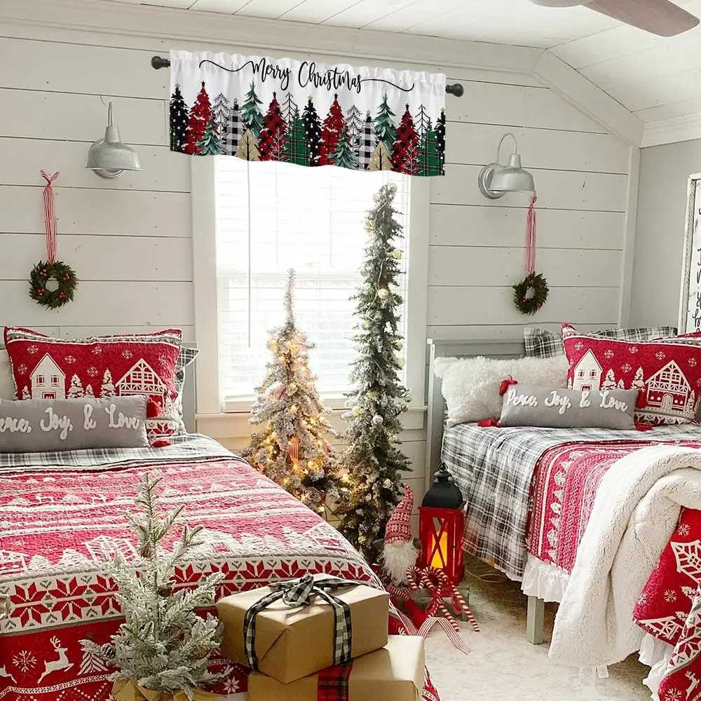 Christmas Christmas Valances for Kitchen Windows Farmhouse Valance Curtain Rod Pocket Window Treatment Valance for Kitchen Living Room Y251126