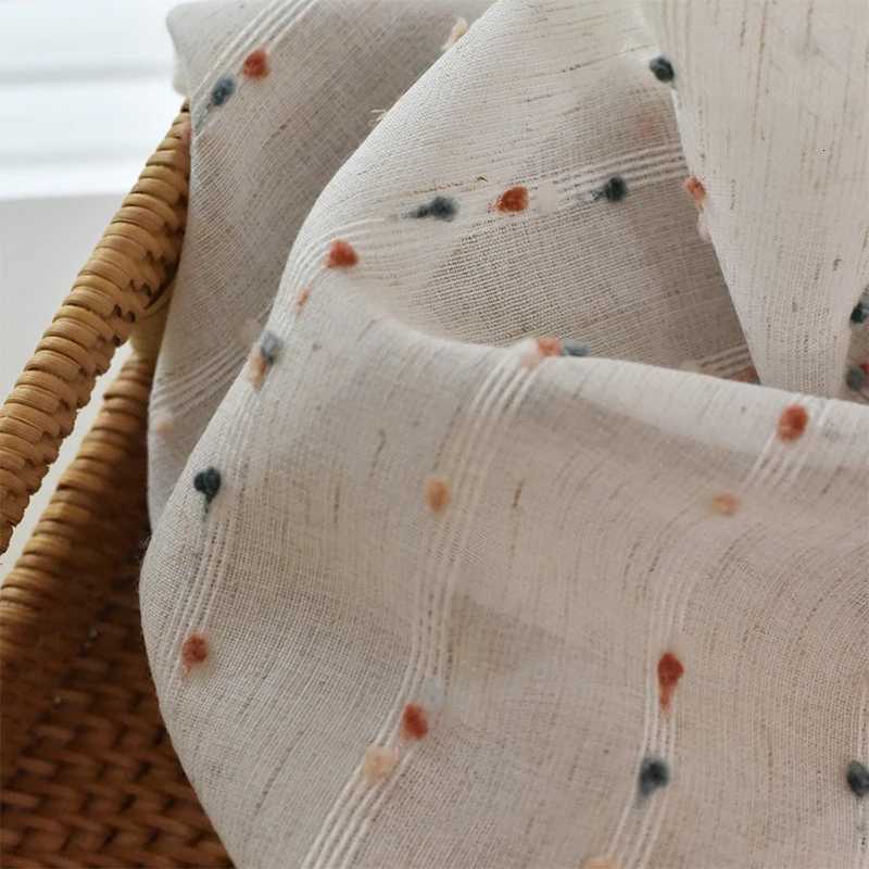 Christmas Vintage linen transparent curtain with rainbow jelly bean - rod bag design easy tohang very suitable for bedroom living room Y251126