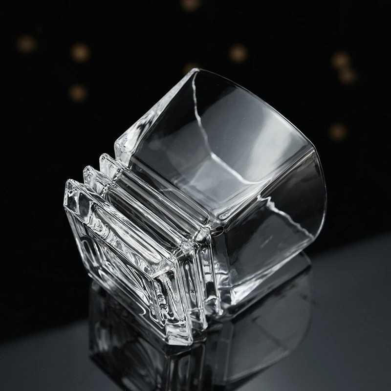 280ml Whiskey Glass Square Pagoda Shaped Wine Glass Drinkware Vintage Cup Drinking Bottle Bar Party Mugs Transparent Brandy Cup C251126