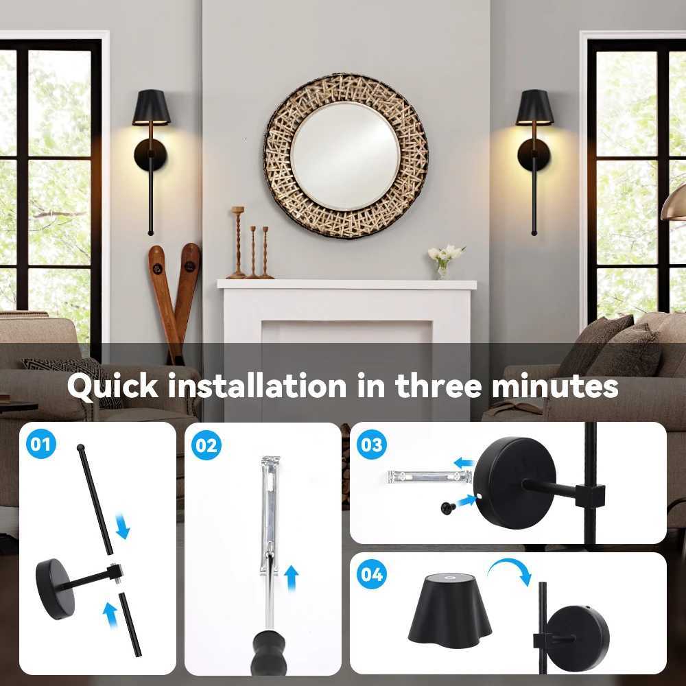 2PCS Wireless Wall lamp Hotel Home Interior Decor Rechargeable Lighting Warm/Cold White Corridor Bedroom Bedside Wall Light M251126