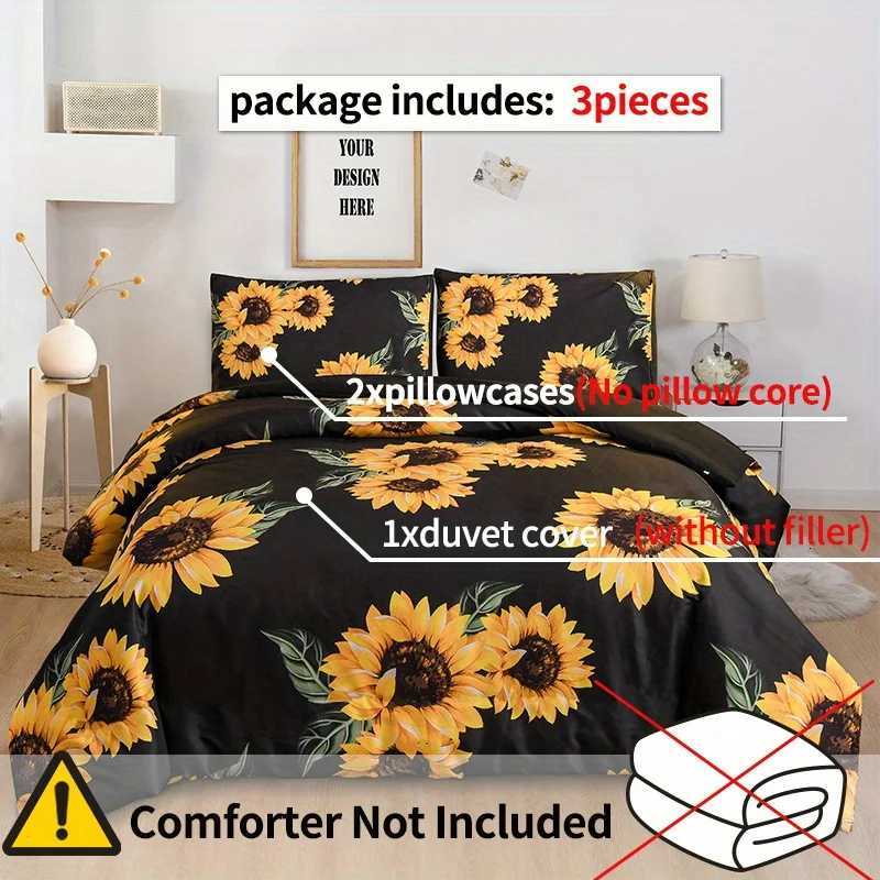 Christmas 3D floral Duvet Cover Size for Women Yellow Flowers Bedding Set Sunflower Pattern Decor 1 Duvet Cover 2 Pillowcases Y251126