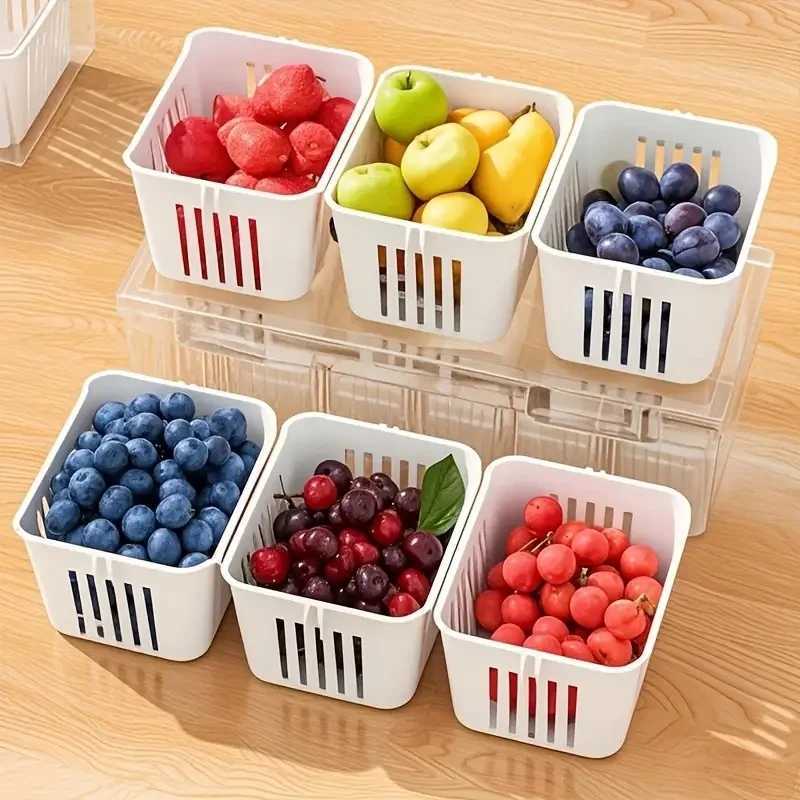 1 Set of Food Storage Containers Square Transparent Compartments for Refrigerators Salad Fruit Vegetable And Condiment Boxes Y251126