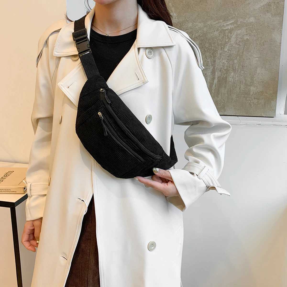 Casual Corduroy Belt Bags for Men Women Fashion Fanny Pack Female Banana Waist Bag Hip Purse Shoulder Crossbody Chest Bag PocketT251126