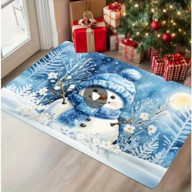 Holiday Christmas Doormat Featuring Santa Claus Reindeer Snowman Entrance Living Room Bedroom Kitchen Bathroom Christmas DecorM251126