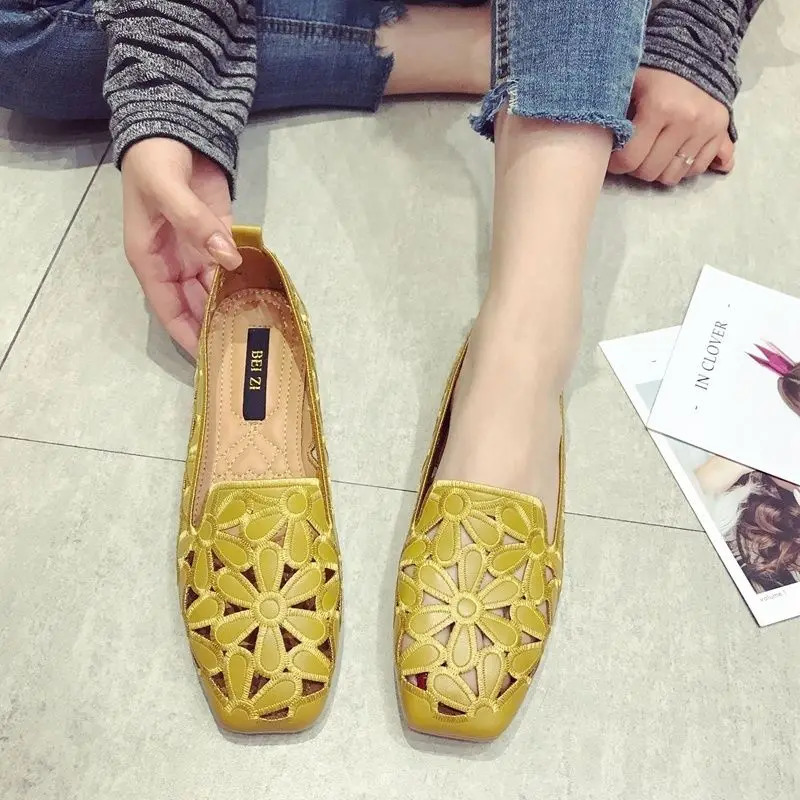 Fashion Beige Wide Flats Female Shoes Big Size 41 42 Summer Casual Soft Womens Slip on Loafers Ladies Shoes 250425