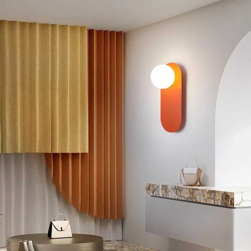 Nordic LED Wall Lamp Minimalist Glass Orange Wall Sconces Bedroom Living Room Corridor Decoration Aesthetic Lighting Fixtures M251126