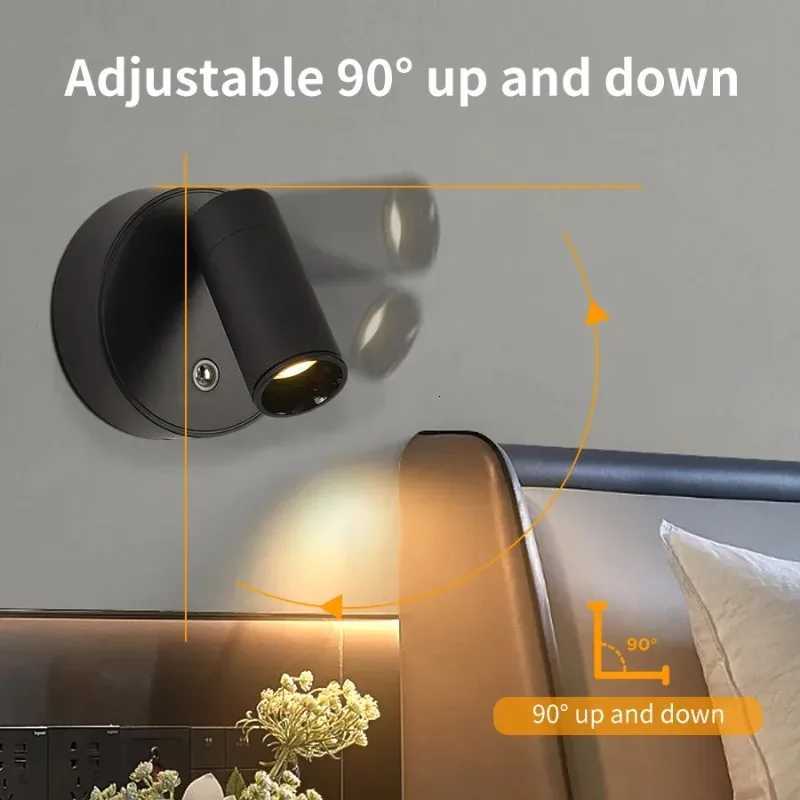 LED Light Magnetic USB Rechargeable Wall Light Spotlight Wireless Wall Lamp Reading Light Bedroom Bedside Light M251126