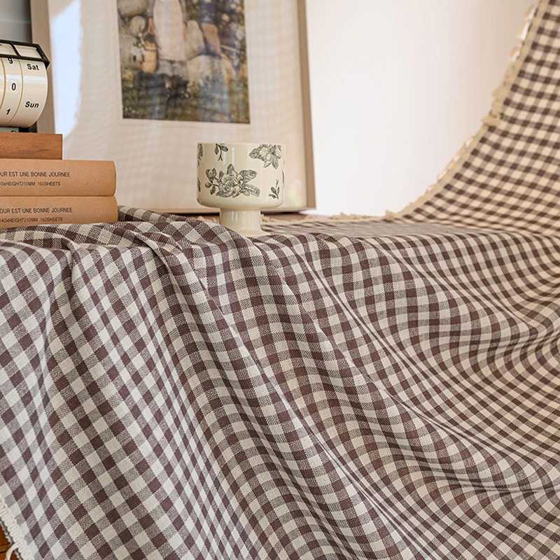 Curtain Christmas Forest Style Tassel Edge Grid Curtains are Suitable for Bedrooms Living Rooms Balconies and Daily Home Decoration 1/2pcs Y251126