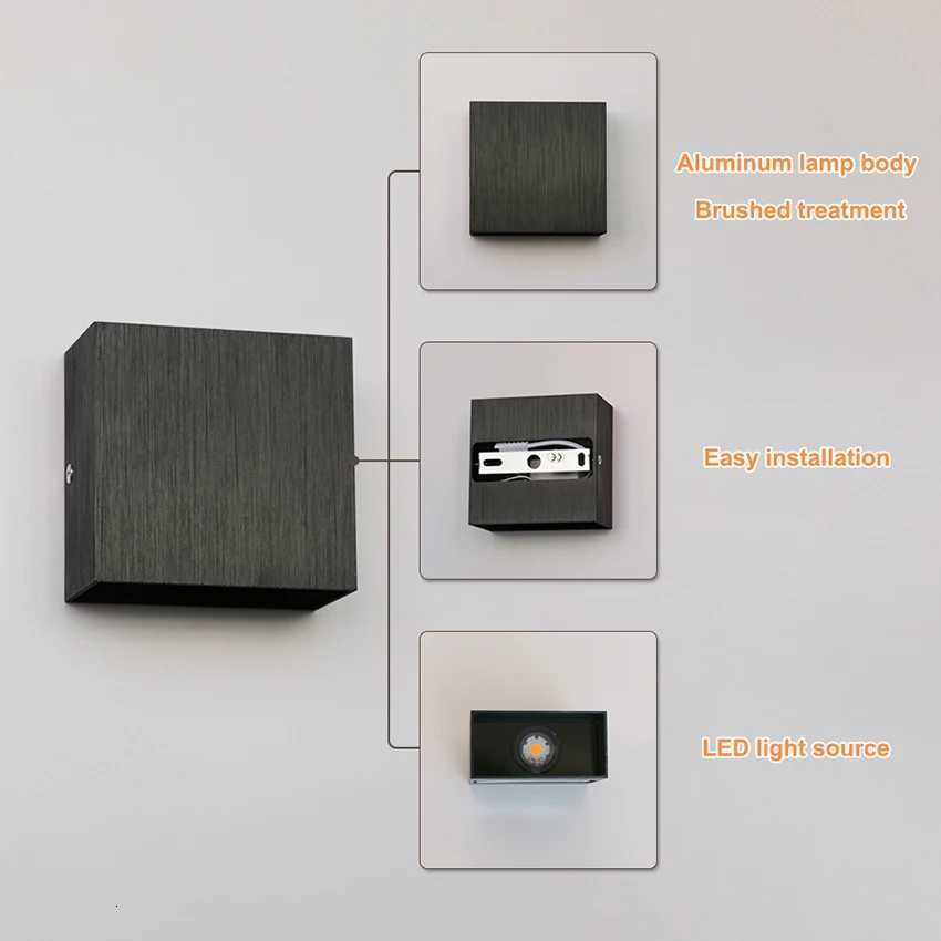 6W Led Wall Sconce Light Decor Wall Lamp Living Room Bedroom Indoor Wall Light For Home Brushed Aluminum Wall lighting Fixture M251126