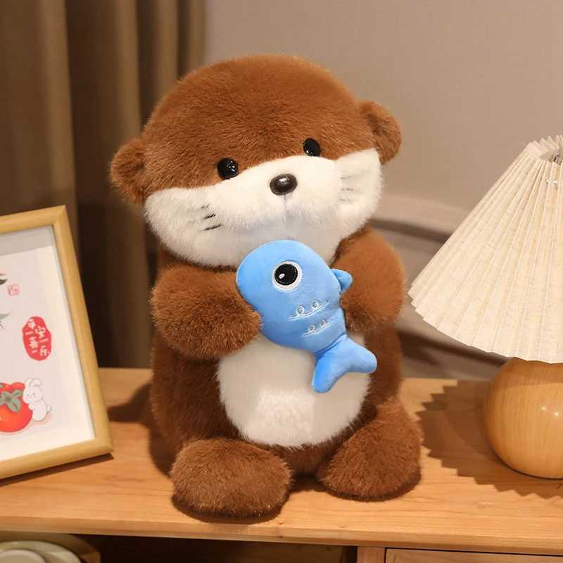 35cm Otter Plush Toy Soft Holding Fish Otter Doll low Creative Otter Stuffed Toy Birthday Gift For Kid Ro Decor C251202
