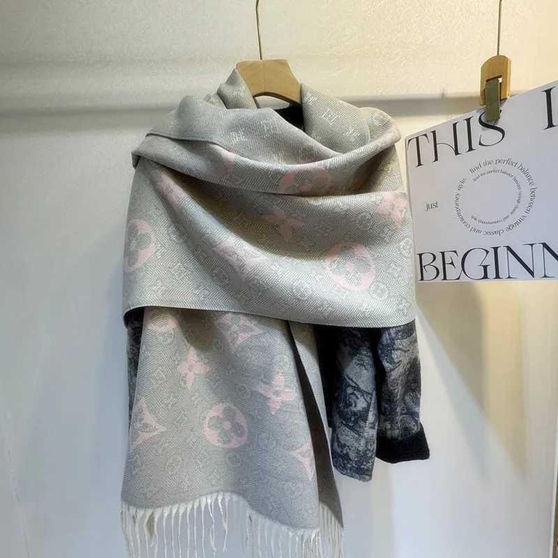 Lace-like double-sided pattern warm jacquard short fringed scarf for ladies shawl-style headband L251126