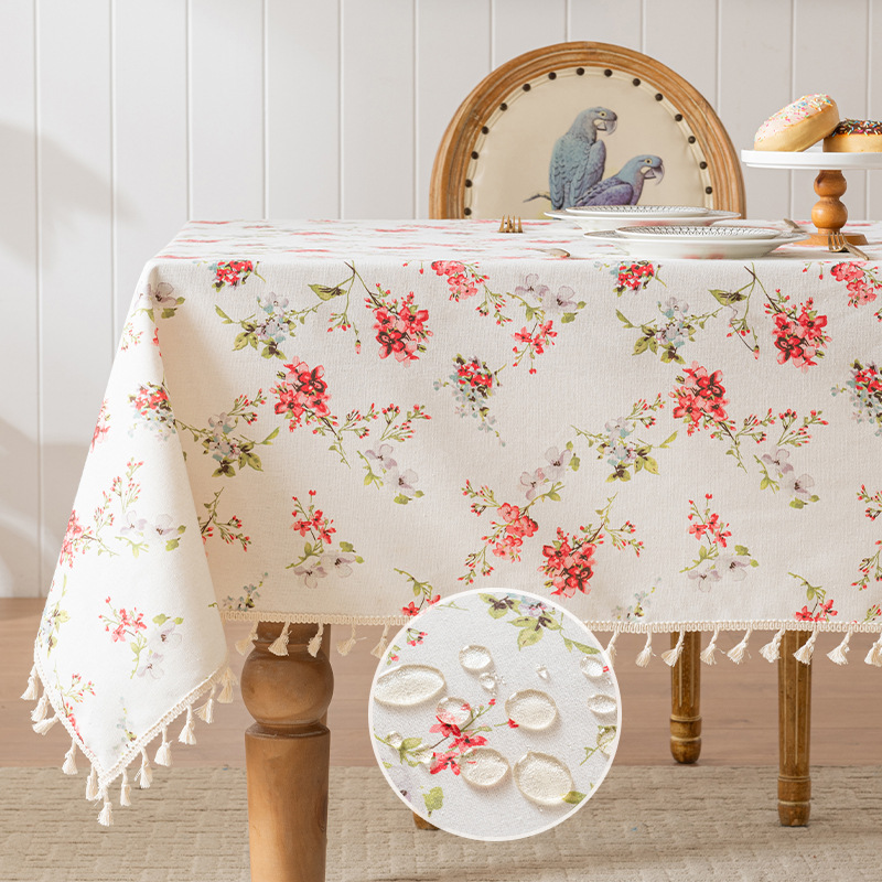 DH061 French Nanyang style floral tablecloth tassel decoration tablecloth home restaurant waterproof coffee table TV cabinet cover