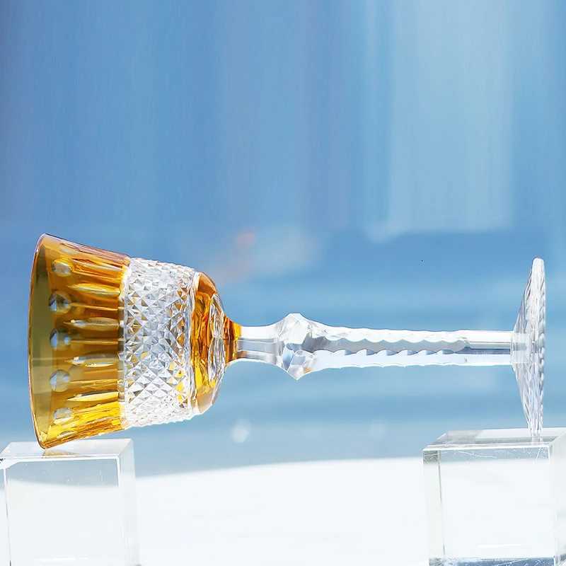 Handcrafts Czech Style Lotus Multi Colored Glass Hock Wine Glasses With Gift Box C251126