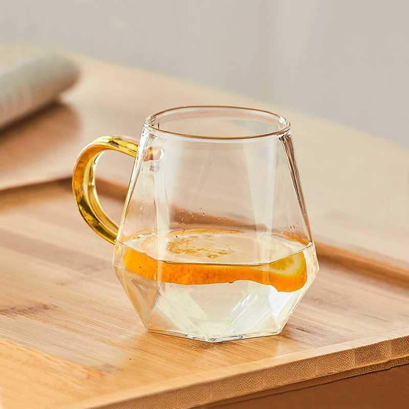 320ml/350ml Water Mug Transparent Coffee Mug with Handle Drinking Glasses Simple Lemon Water Cup Home Juice Bubble Water Mugs C251126