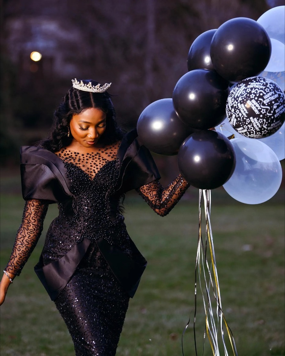Plus Size Black Prom For Special Occasions Evening Dresses Elegant Mermaid Promdress Sheer Neck Long Sleeves Beaded Lace Birthday Dress Gowns N26 B032