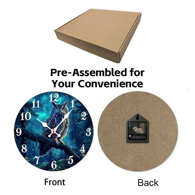 Mystical Forest Owl Wooden Round Silent Hanging Wall Clock Suitable For Living Room OfficeStudy RoomBedroom Home Decoration C251126