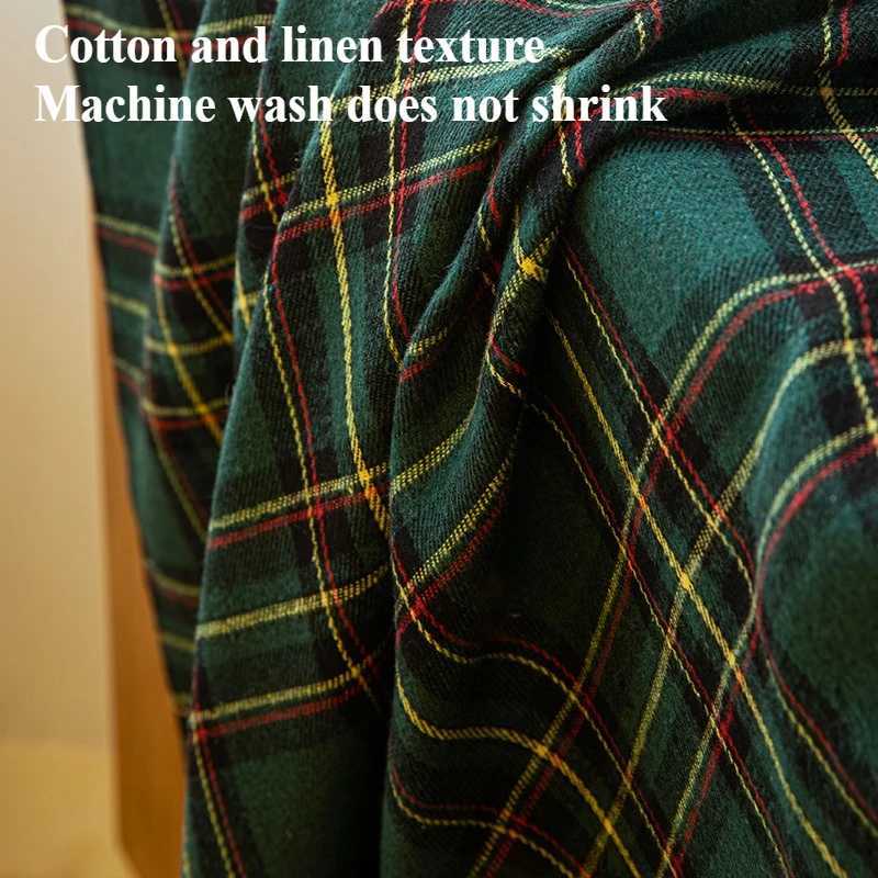 Christmas 1pc Half Blackout Red and Green Checkered Curtain Fabric100 Polyesterhand Washable Modern Style Christmas Curtain Decoration Y251126