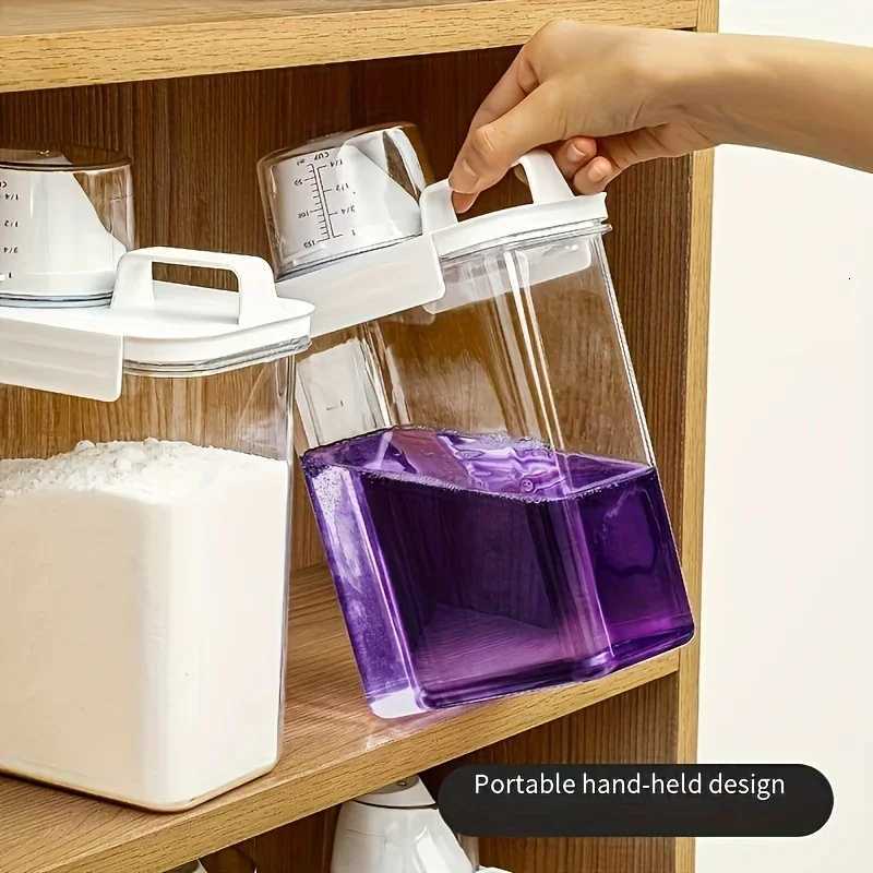 1100ML/1800ML/2300Ml Airtight Laundry Detergent Powder Storage Box Jar Bleach Storage Container Large Capacity Measuring Cup Y251126