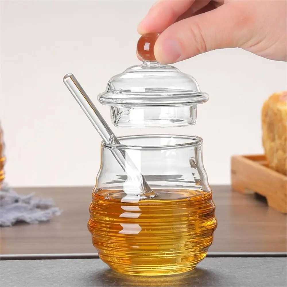 Transparent Honey Pot with Dipper and Lid Honeycomb Tank Kitchen Honey Bottle for For Wedding Party Office Kitchen Home Y251126