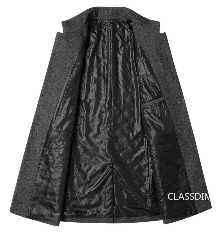 Winter Men Cashmere Woolen Blends Slim Trench Coats Long Warm Jackets High Quality Male Business Casual Size 4X 251125