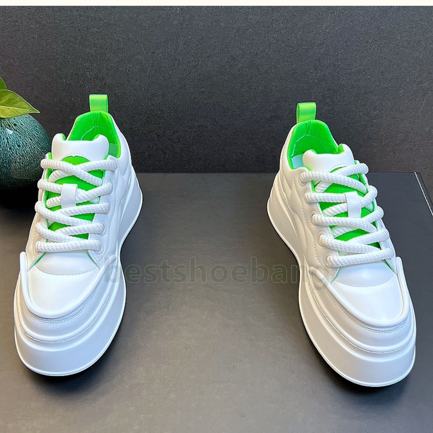 Minimalist Style Designer Sneakers Mens Shoes Classic White Green Thick-Soled Height-Boosting Outdoor Trainers Size 39-44