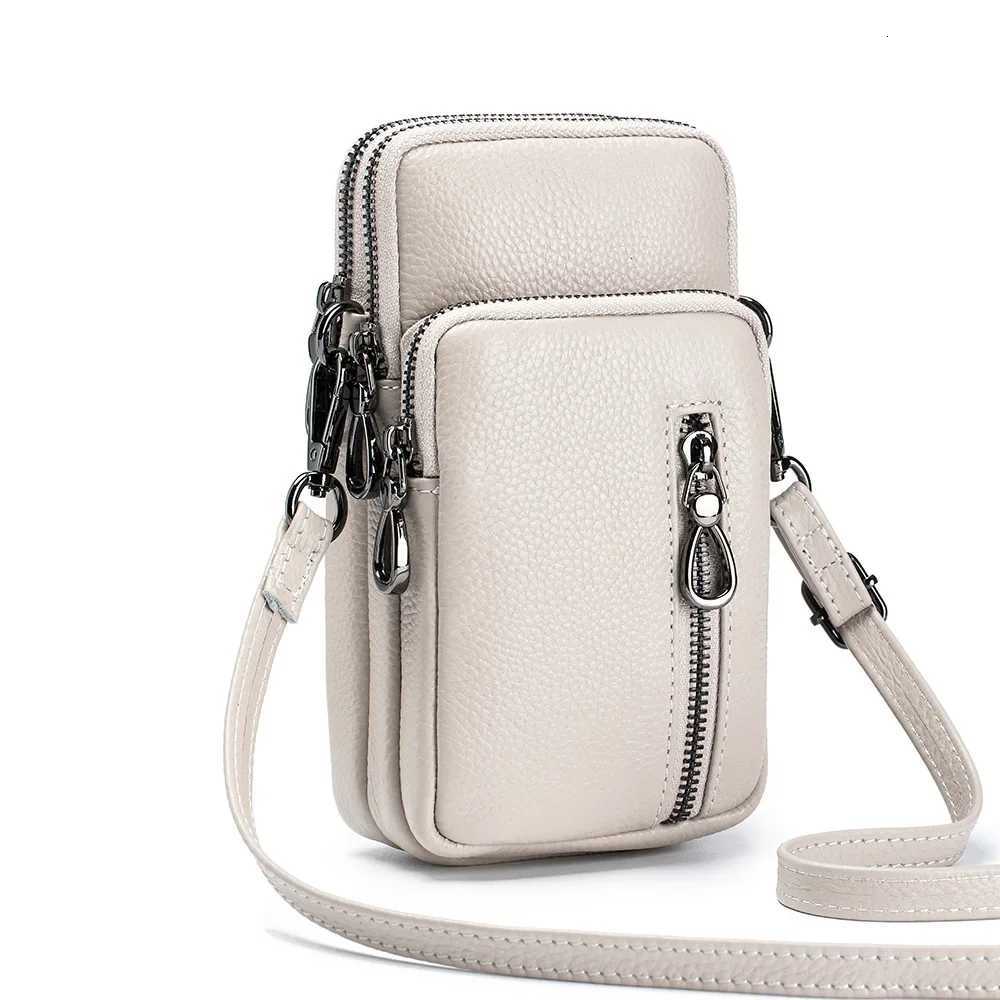 Lightweight Crossbody Messenger Bag Womens Cow Leather Small Shoulder Purse Multi Compartment Pocket Vertical Phone BagT251126