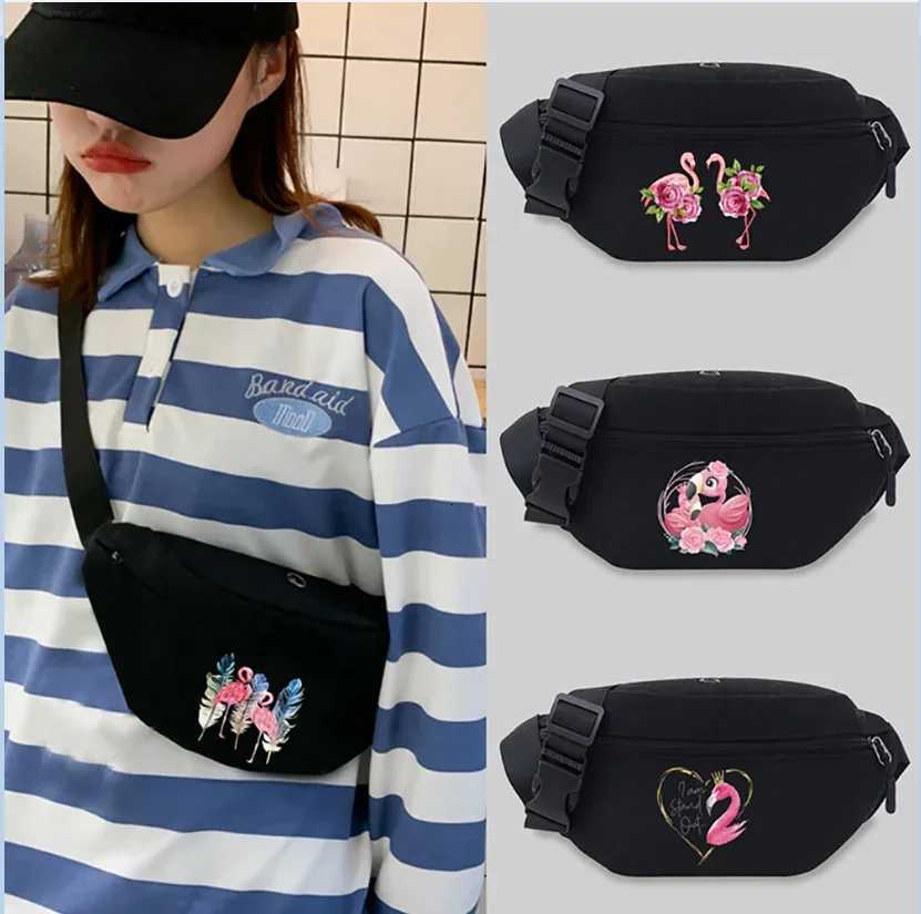 Belt Bag Unisex Bum Bags Student Trend Flamingo Pattern Print Lightweight Wild Outdoor Sports Fanny Pack Black Leisure Chest BagT251126