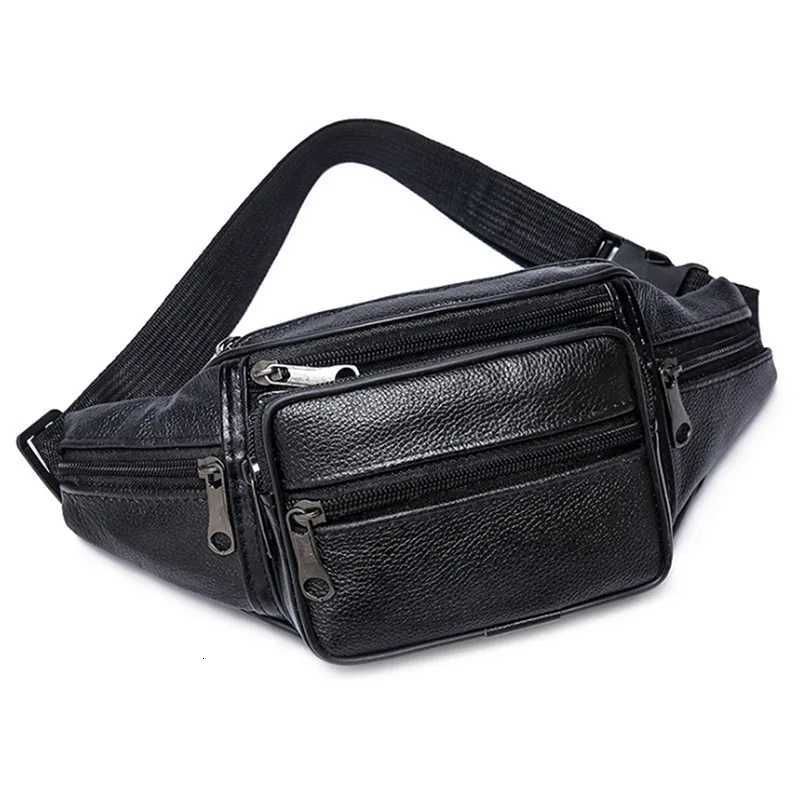 Genuine Leather Waist Bag men Waist Pack Waist Bag Funny Pack Belt Bag Men Chain Waist Bag For Phone PouchT251126