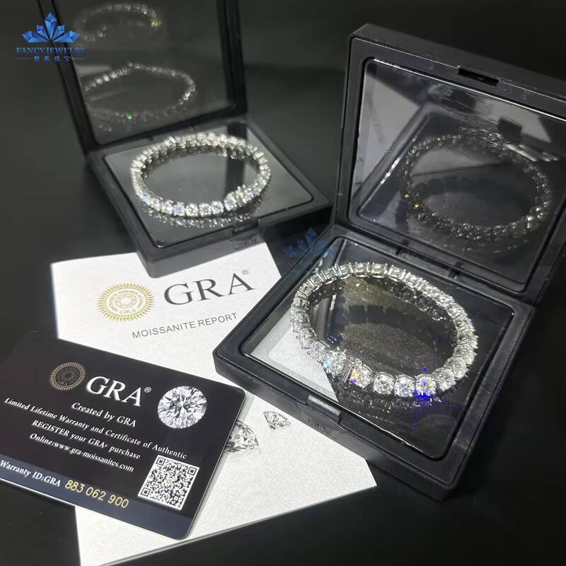 Low Price Silver GRA Moissanite 2mm 3mm 4mm Wide Diamond Iced Out Necklace VVS Moissanite Tennis Chain for Hiphop Rapper Life