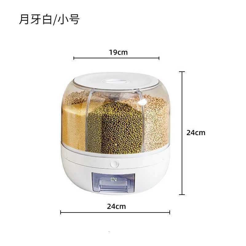 Rice bucket divided into grids rotating storage box for miscellaneous grains household insect proof rice container plastic Y251126