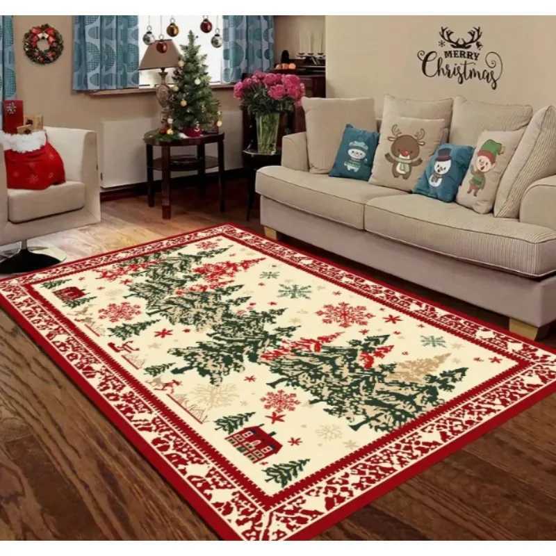 1pc Christmas Tree Area Rug with Christmas Tree Patterned Christmas Floor Mats Large Size Mats for Terrace Home Decoration RugsM251126
