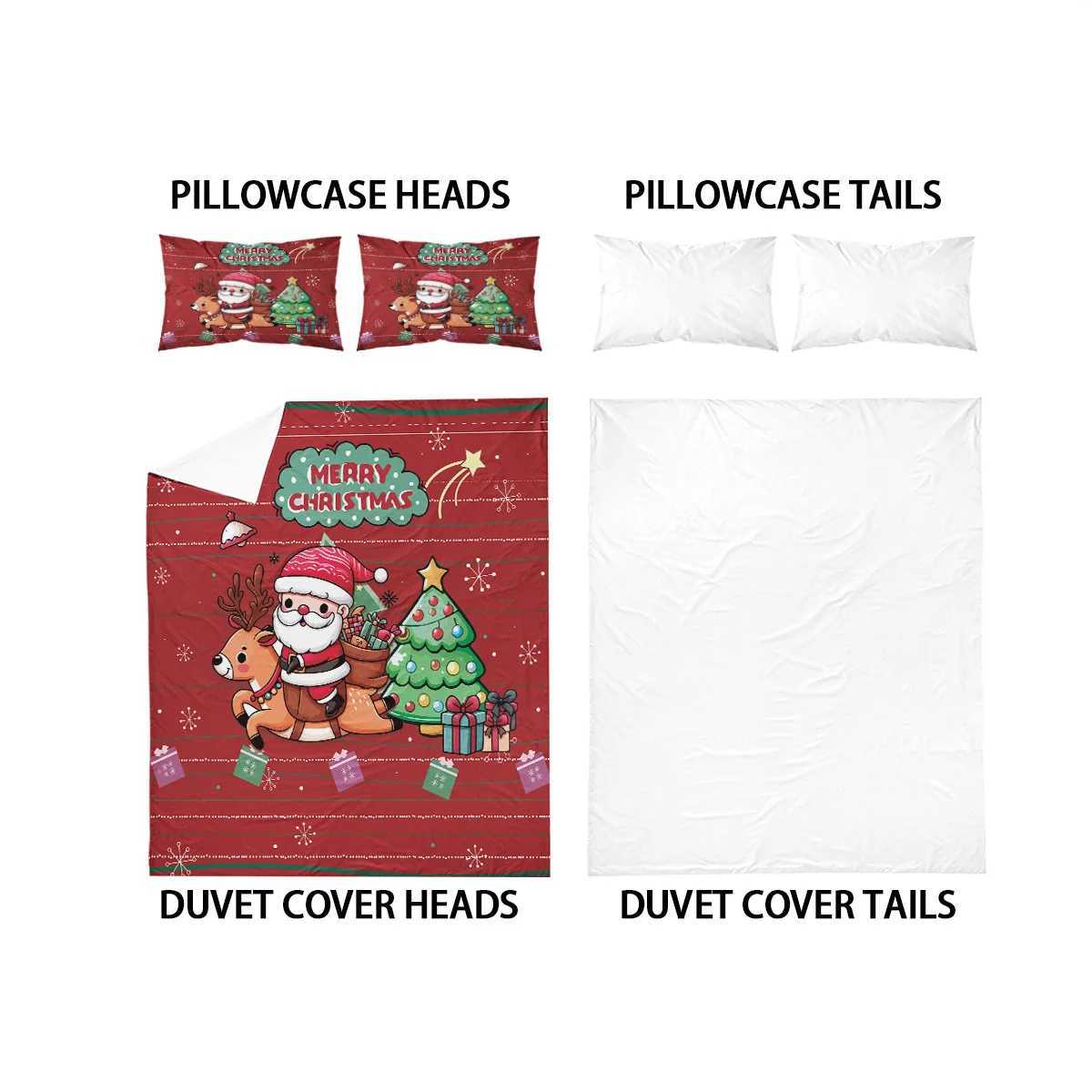 Christmas 3pcs Cartoon Santa Claus Printed Chipless Duvet Cover Set Multi Size Dormitory Bedroom Soft and Comfortable Machine Washable Y251126