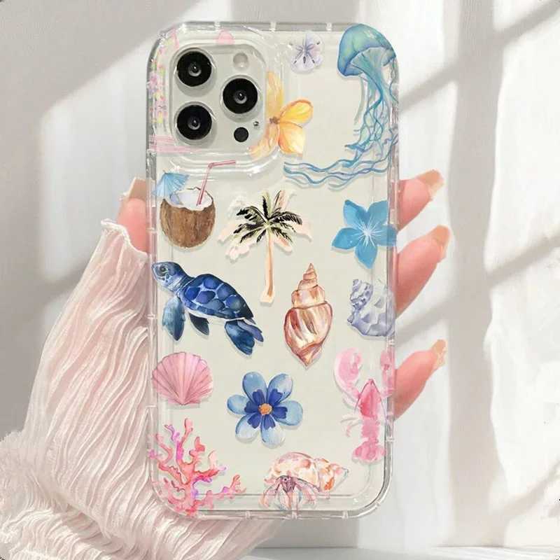 Soft Clear Phone Case for IPhone 17 16 15 14 13 12 11 15 16 Plus Pro Max 16e 17Air Ocean Life Theme Shockproof Cover C251126