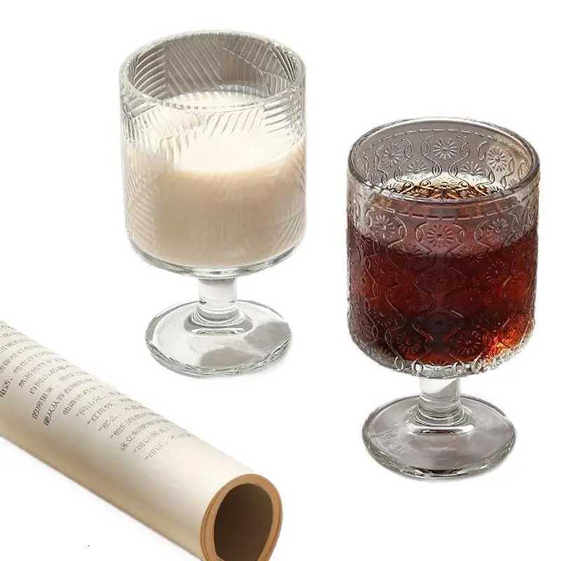 Vintage ins Wind Sunflower glass high appearance level wine glass design sense drink juice stemware glass C251126