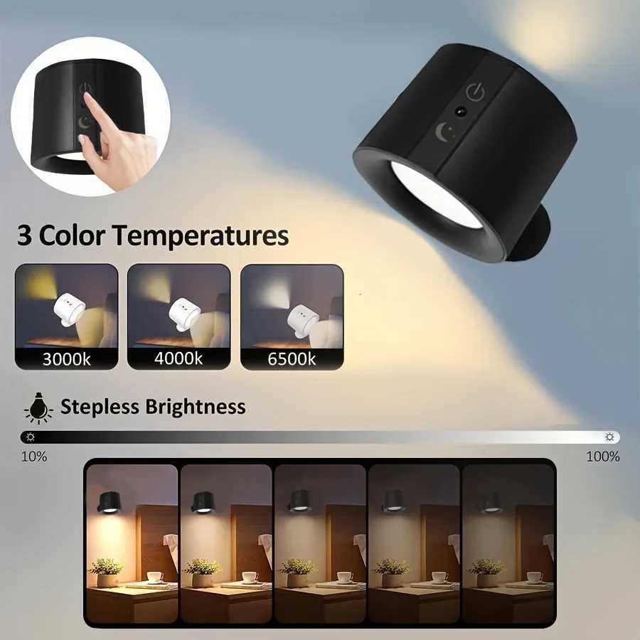 Modern Magnetic LED Wall Lamp Rechargeable 360 Rotation Wireless Remote Control Spotlight For Bedroom Living room decoration M251126